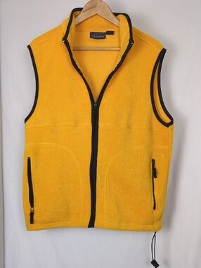 Men's Yellow Fleece Vest with Black Trim Size Medium